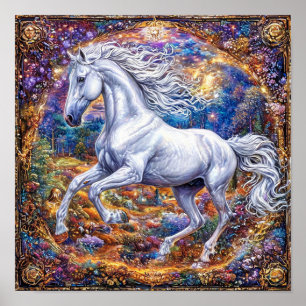 🐎 カートゥーン 馬 豪華なフレーム 高級感のあるヴィンテージ ポスター