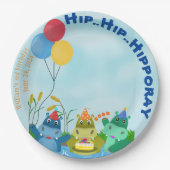 カートゥー祝カバの誕生日 ペーパープレート (正面)