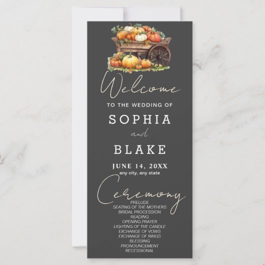 カートオブカボンプキンス秋シャドーグレー結婚式 プログラム (正面)
