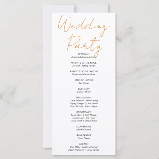 カートオブカボンプキンス秋ホワイト結婚式 プログラム (裏面)