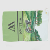 カートコースクラブスタイリッシュモノグラム名 ゴルフタオル (横)