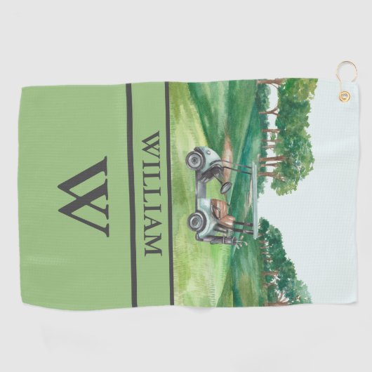 カートコースクラブスタイリッシュモノグラム名 ゴルフタオル (横)