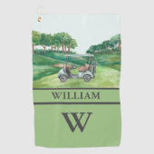 カートコースクラブスタイリッシュモノグラム名 ゴルフタオル (正面)