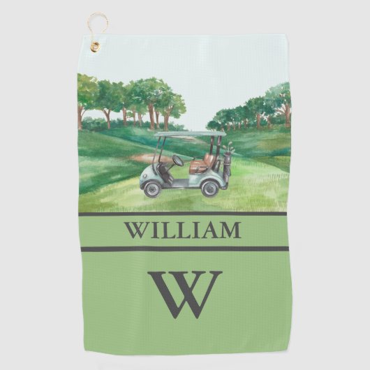 カートコースクラブスタイリッシュモノグラム名 ゴルフタオル (正面)
