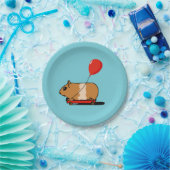 カートバルーンに乗ったかわいいモルモット ペーパープレート (パーティー)