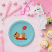 カートバルーンに乗ったかわいいモルモット ペーパープレート (パーティー)