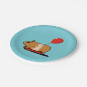 カートバルーンに乗ったかわいいモルモット ペーパープレート (アングル)