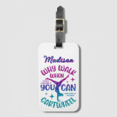 カートホイパーソナライズされたルマゼンタパープルターコイズ ラゲッジタグ (正面縦)