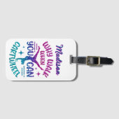 カートホイパーソナライズされたルマゼンタパープルターコイズ ラゲッジタグ (正面横)