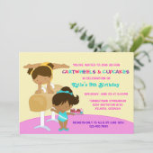 カートホイールとカップケーキの体操誕生パーティー 招待状 (スタンド正面)