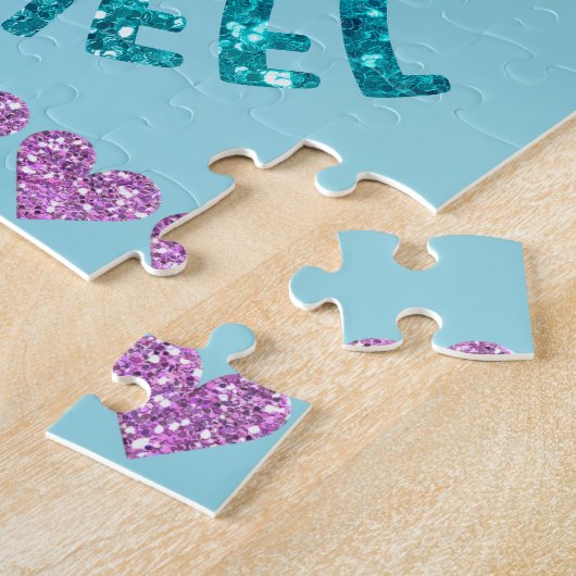 カートホイールラブパステルマゼンタパープルターコイズ ジグソーパズル (側面)