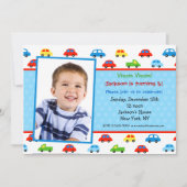 カートラックの写真誕生日パーティーの招待ボーイ 招待状 (正面)