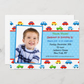 カートラックの写真誕生日パーティーの招待ボーイ 招待状 (正面/裏面)