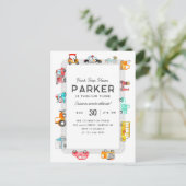 カートラック通りキッズトランスポート誕生日 ポストカード (スタンド正面)