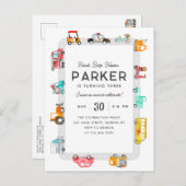 カートラック通りキッズトランスポート誕生日 ポストカード (正面/裏面)