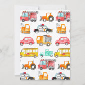 カートラック通りキッズトランスポート誕生日 招待状 (裏面)