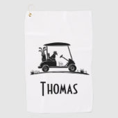 カート名のゴールデンレトリバー ゴルフタオル (正面)