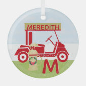 カート魅力的カラフルレッド金ゴールド名モノグラム ガラスオーナメント (正面)