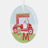 カート魅力的カラフルレッド金ゴールド名モノグラム ガラスオーナメント (正面左)