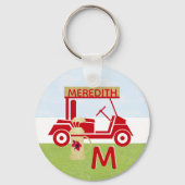 カート魅力的カラフルレッド金ゴールド名モノグラム キーホルダー (正面)