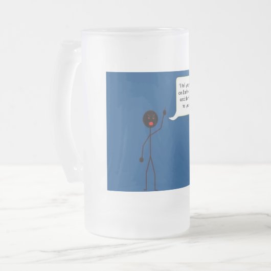 カート・ヴォネガットを引用している怒っている棒の人 フロストグラスビールジョッキ (正面左)