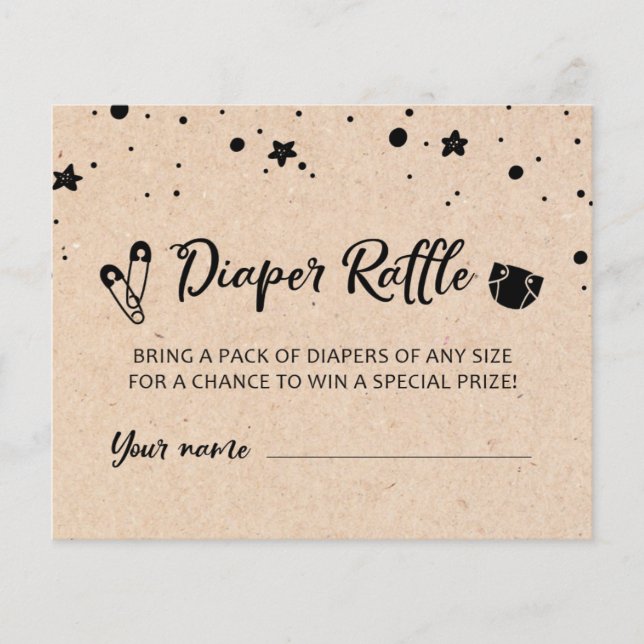 カードおむつラッフル赤ちゃんシャワーパーティーゲーム (正面)