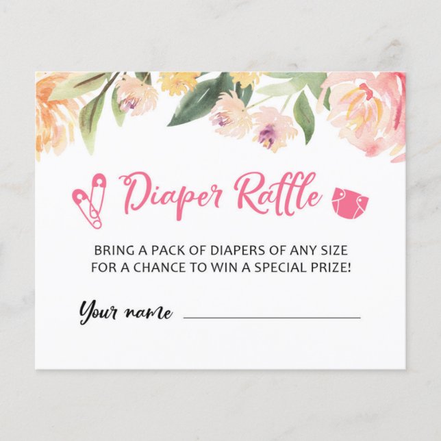 カードおむつラッフル赤ちゃんシャワーパーティーゲーム (正面)