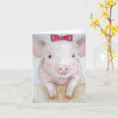 カードか動物のベビーのブタカード カード (黄色い花)