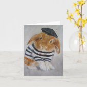 カードか動物-ベビーのウサギカード カード (黄色い花)