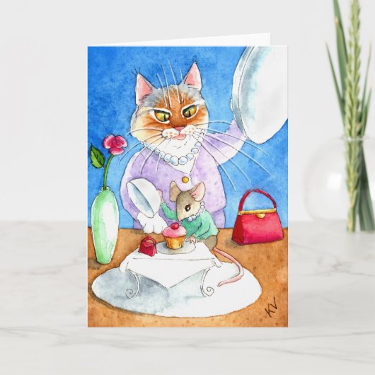 カードか招待昼食を共にする女性 招待状 (正面)