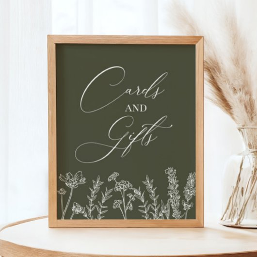 カードとギフトがオレンジ色の野結婚花のポー ポスター