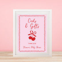 カードとギフトさくらんぼバウ手引き赤ちゃんシャワー