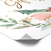 カードとギフトそり冬の女の子の誕生日のサイン ポスター (角)