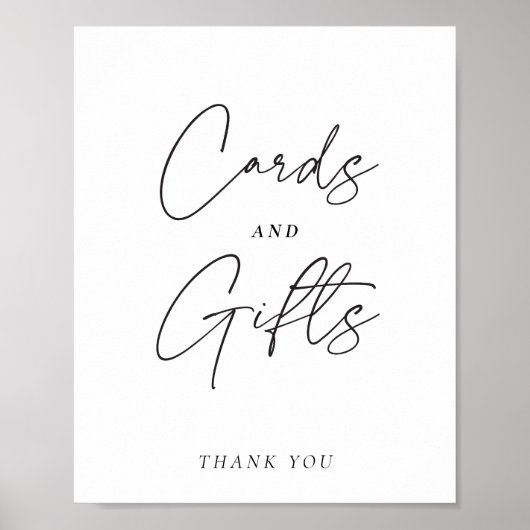 カードとギフトのサインモダンブライダルシャワー ポスター (正面)