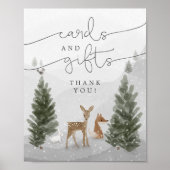 カードとギフトのサイン冬のボホウッドランドシャワー ポスター (正面)