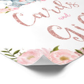 カードとギフトのサイン象誕生日赤ちゃんシャワー ポスター (角)