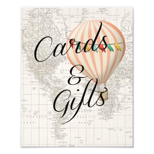 カードとギフトのサイン赤ちゃんシャワー熱気球 フォトプリント            (正面)