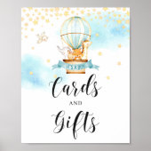 カードとギフトのサイン赤ちゃんシャワー熱気球 ポスター (正面)