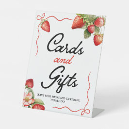 カードとギフトのサイン | オレンジ色の赤ちゃんシャワー記号 台座サイン