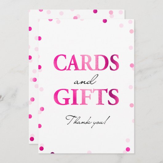 カードとギフトのサイン | ピンク マゼンタのコンフェッティ (正面/裏面)