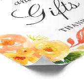 カードとギフトのサイン |水彩ピーチフローラ ポスター (角)