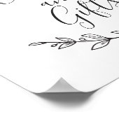 カードとギフトのサイン。白黒結婚の ポスター (角)