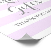 カードとギフトのサイン 紫のストライプ シルバー コンフェッティ ポスター (角)