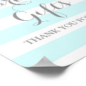 カードとギフトのサイン 青いストライプ シルバー コンフェッティ ポスター (角)