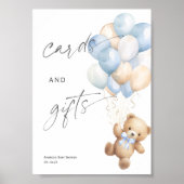 カードとギフトのサイン、青Bearly waitテーマのサイン ポスター (正面)