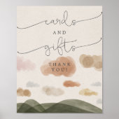 カードとギフトのサインBoho Woodland赤ちゃんシャワー ポスター (正面)