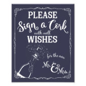 カードとギフトのパーティー結婚の看板海軍航海の フォトプリント            (正面)