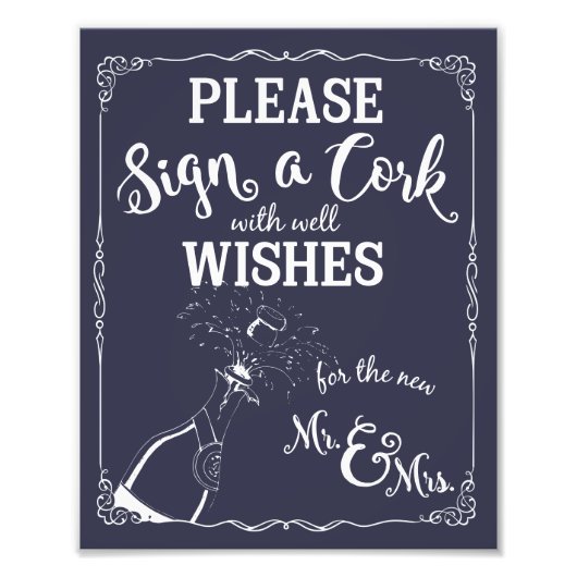 カードとギフトのパーティー結婚の看板海軍航海の フォトプリント            (正面)