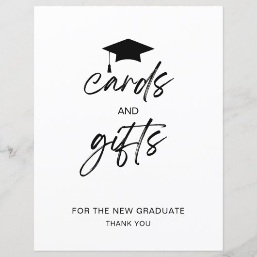 カードとギフトのミニマリスト卒業パーティーのサイン (正面)