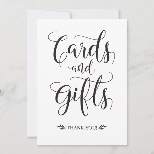 カードとギフトのモダンな結婚式看板 招待状 (正面)